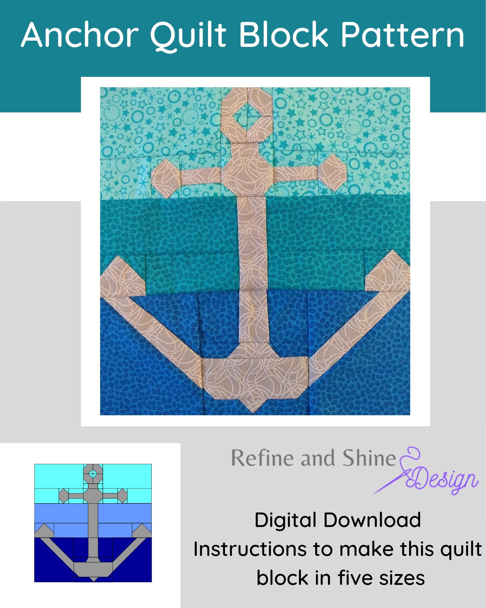 Anchor Quilt Block PDF Pattern Etsy