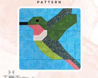 Patrón de bloque de colcha Colibrí, pdf, descarga instantánea
