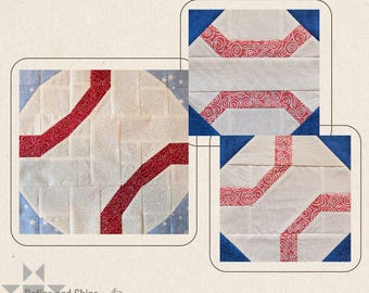 Baseball Quilt Block PDF Pattern