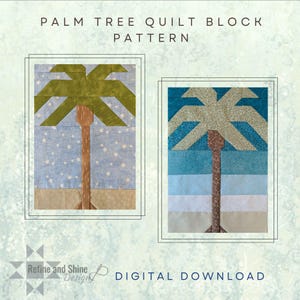 Palmboom oceaan quiltblok pdf-patroon