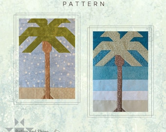 Palm Tree Ocean Quilt Block pdf Pattern