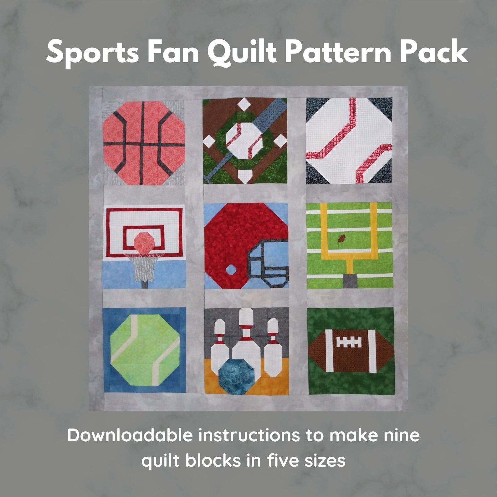Sports Fan Quilt Pattern Pack Downloadable Pdf Etsy