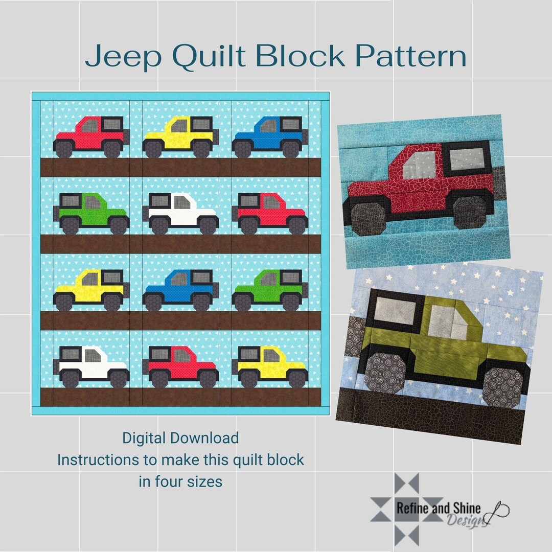 Jeep Quilt Block Pdf Pattern Digital Download Etsy