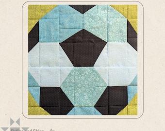 Fußball Quilt-Block PDF Anleitung zum sofortigen Download