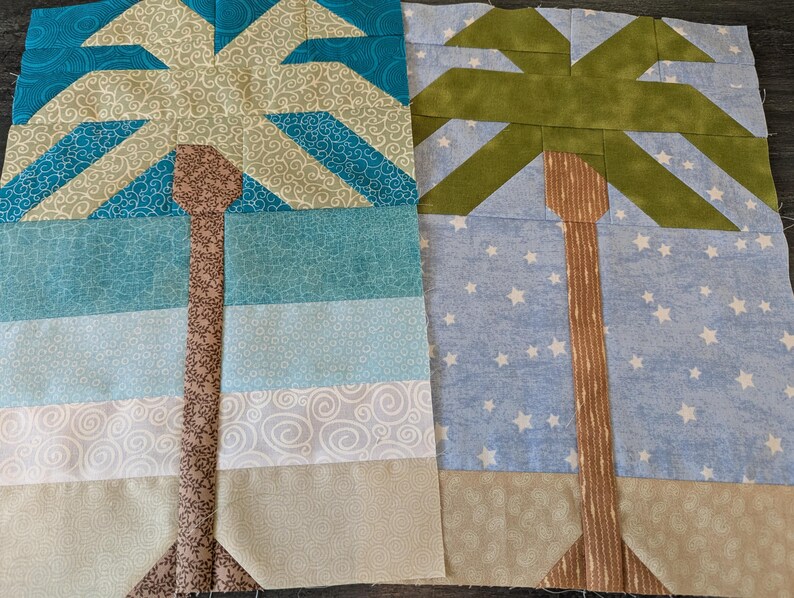 Palm Tree Ocean Quilt Block Pdf Pattern - Etsy
