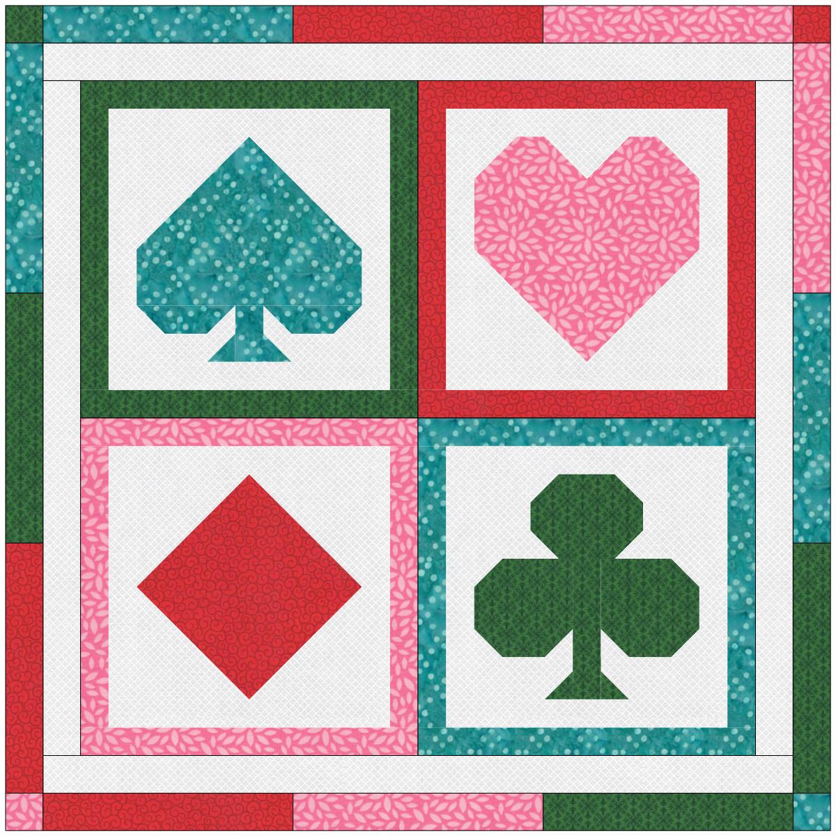 Playing Card Suits Quilt Pattern Pack, Instant Download for Club ...