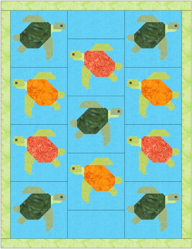 Sea Turtle Quilt Block pdf Pattern image 5