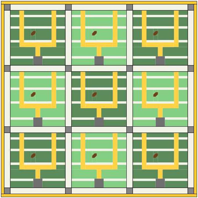 Football Touchdown Quilt Block PDF Pattern Etsy