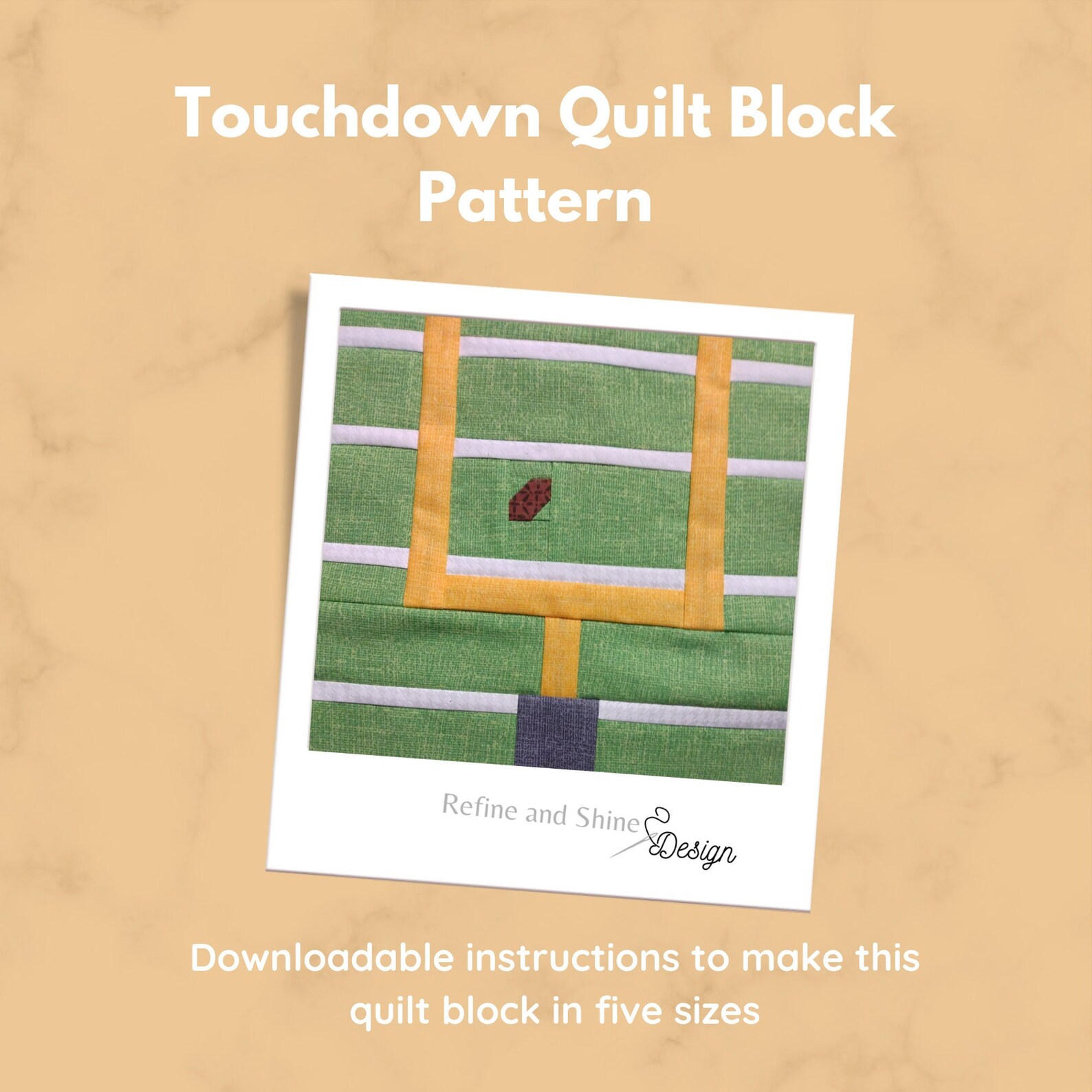 Football Touchdown Quilt Block PDF Pattern Etsy