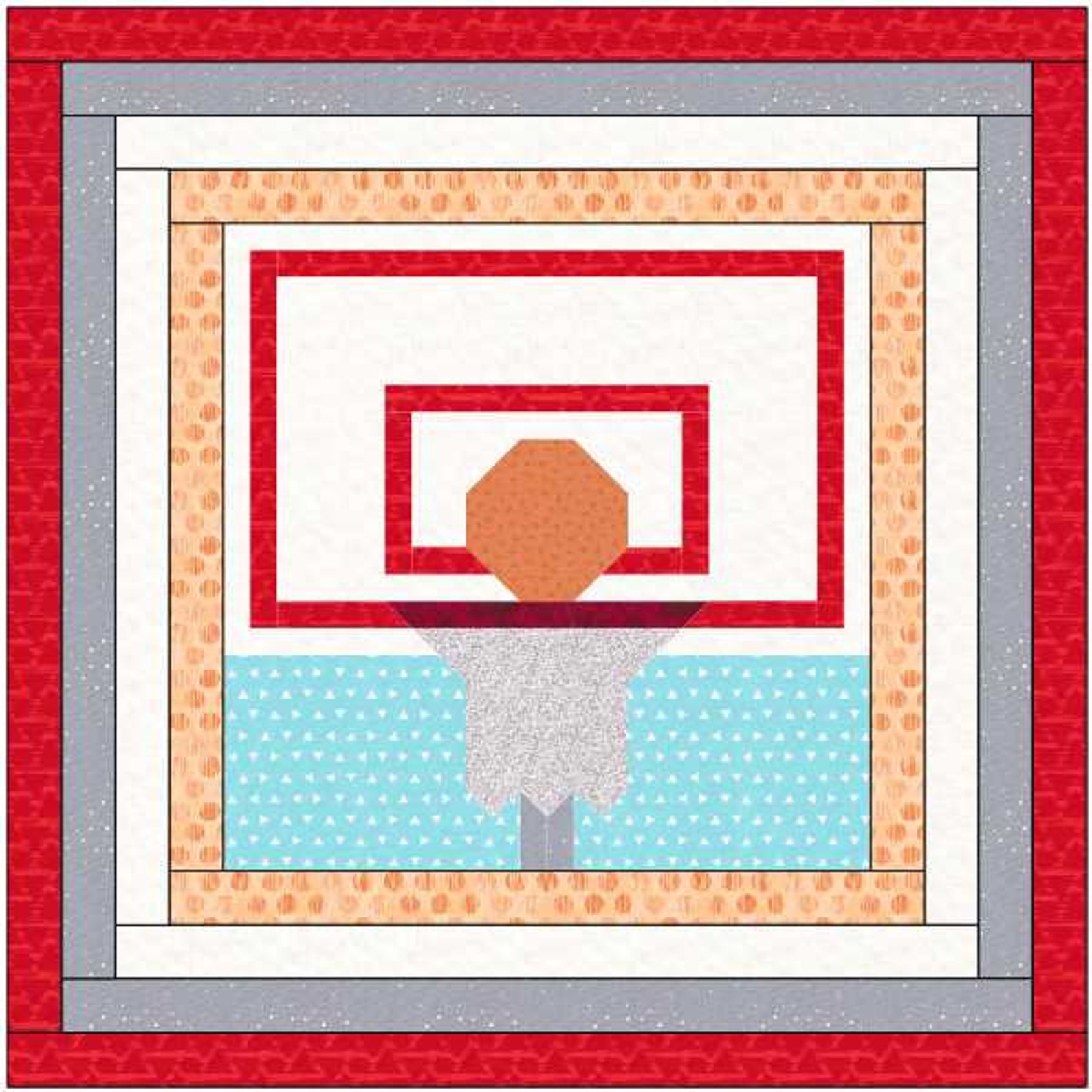 Basketball Hoop Quilt Block PDF Pattern Etsy
