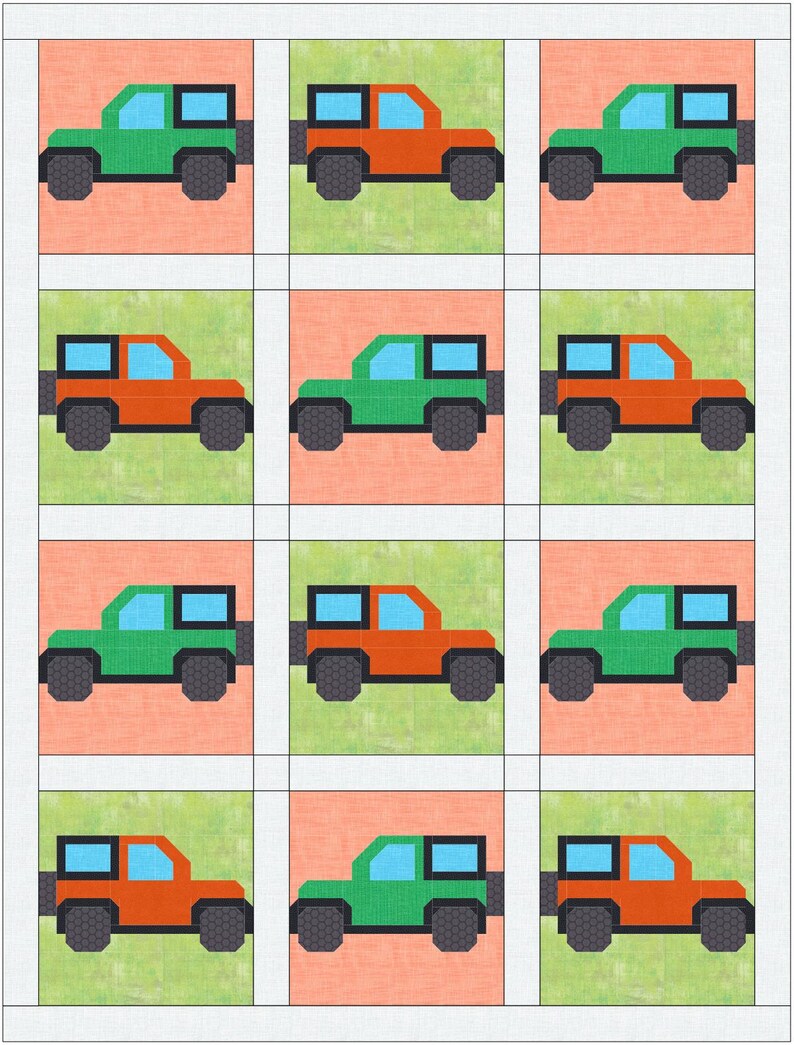 Sport Utility Vehicle Quilt Block Pattern Pdf Instant Download