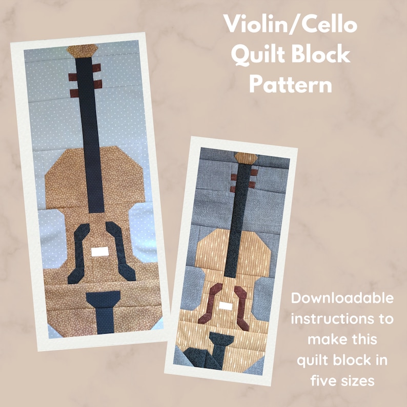 Violin & Cello Quilt Block PDF Pattern Etsy