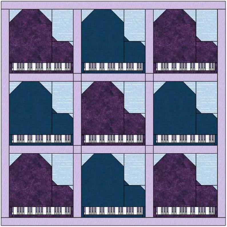 Piano keyboard Quilt Block PDF Pattern - Etsy