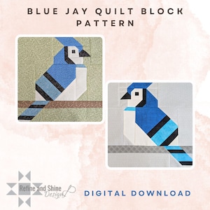 Blue Jay Bird Quilt Block pdf Pattern