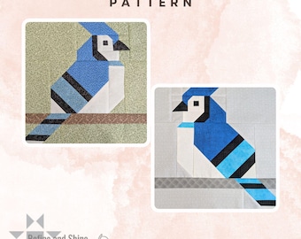 Blue Jay Bird Quilt Block pdf Pattern