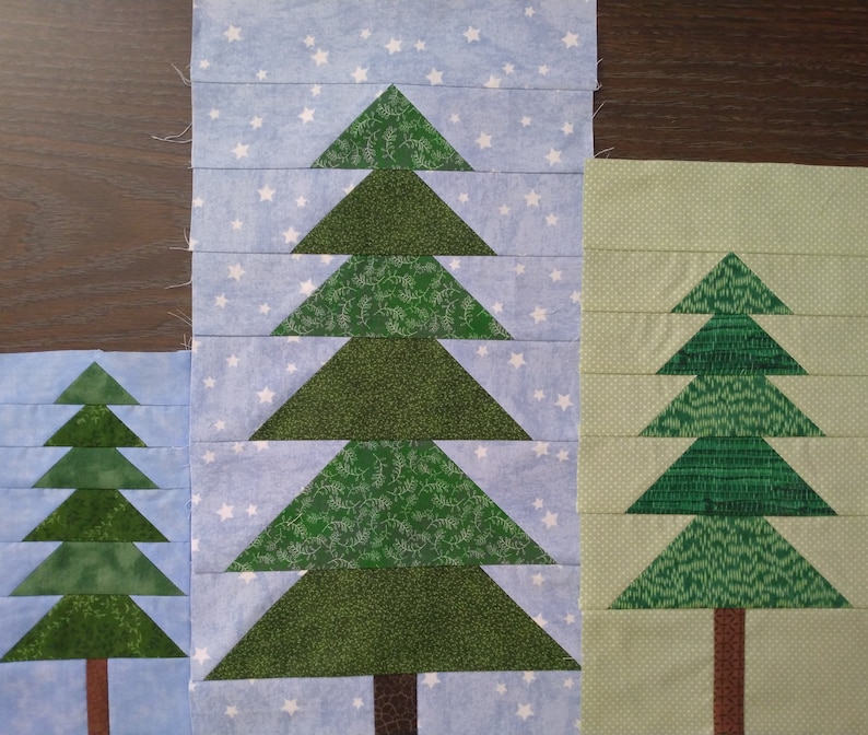 Pine Tree Forest Quilt Block Pdf Pattern Etsy