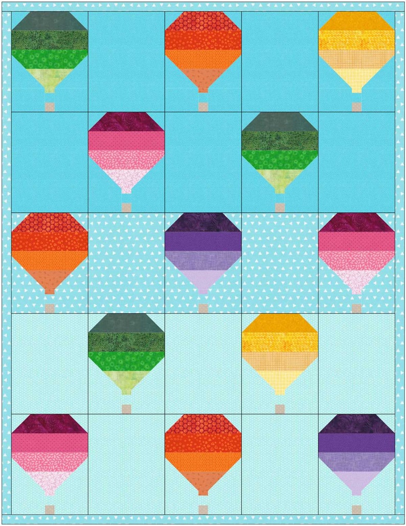 Hot Air Balloon Quilt Block PDF Pattern Etsy