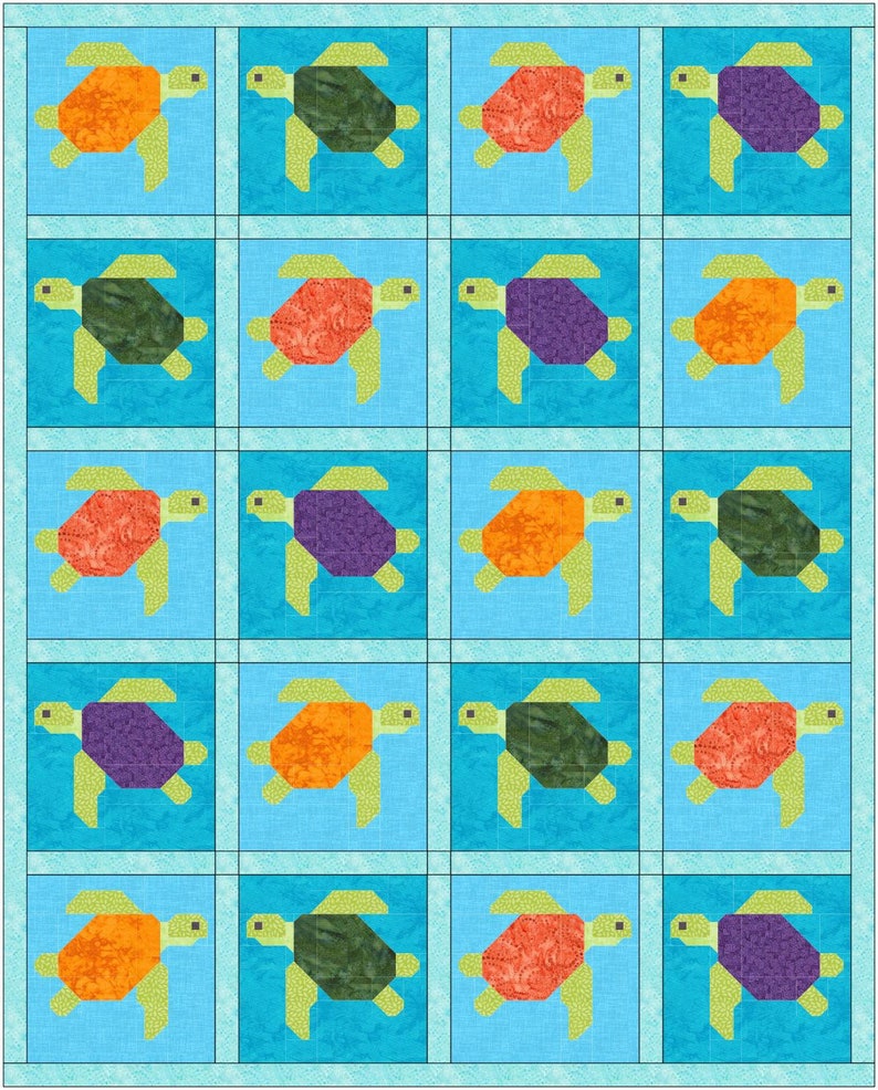 Sea Turtle Quilt Block pdf Pattern image 6