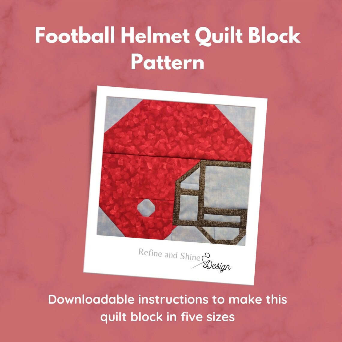 Football Helmet Quilt Block PDF Pattern Etsy