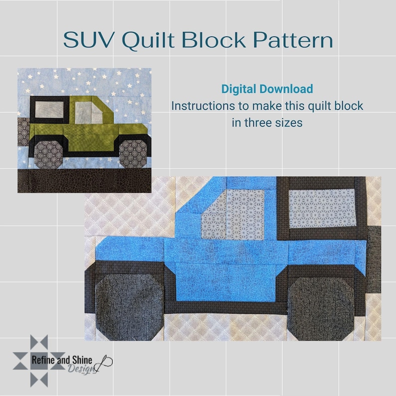 Sport Utility Vehicle Quilt Block Pattern Pdf Instant Download