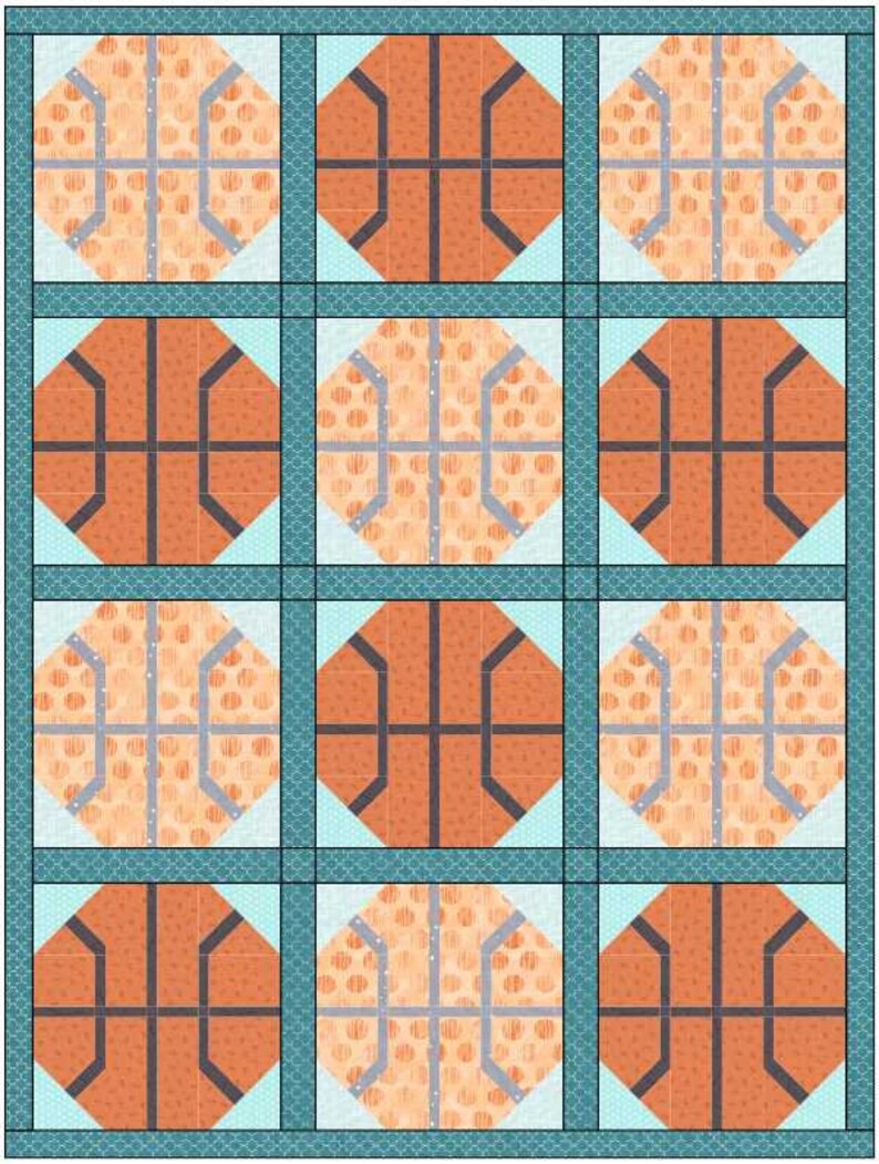 Basketball Quilt Block PDF Pattern Etsy