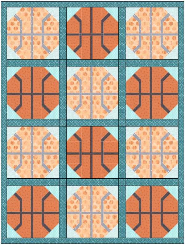 Basketball Quilt Block PDF Pattern Etsy