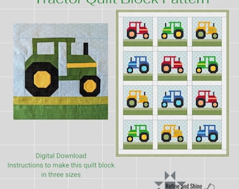 tractor quilt block pdf pattern
