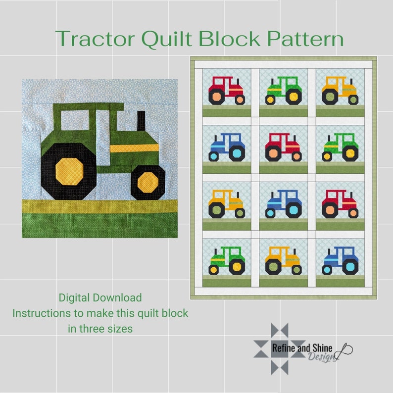 Printable Graph Tractor Pattern Tractor Quilt Block Pdf Pattern - Etsy
