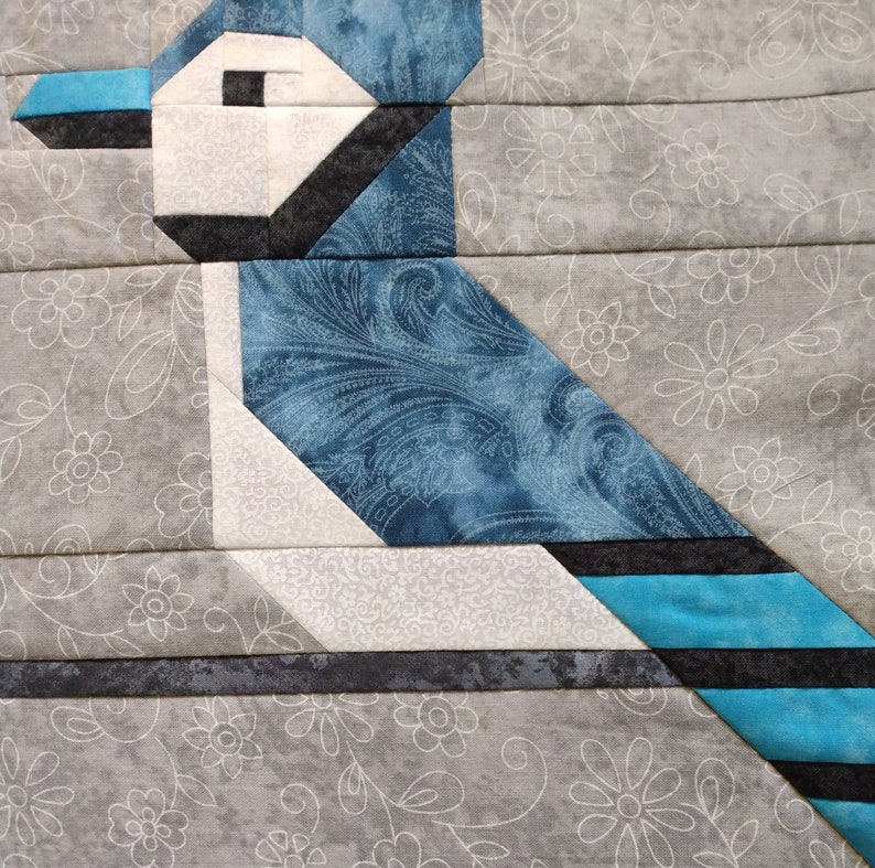 Blue Jay Bird Quilt Block Pdf Pattern Etsy