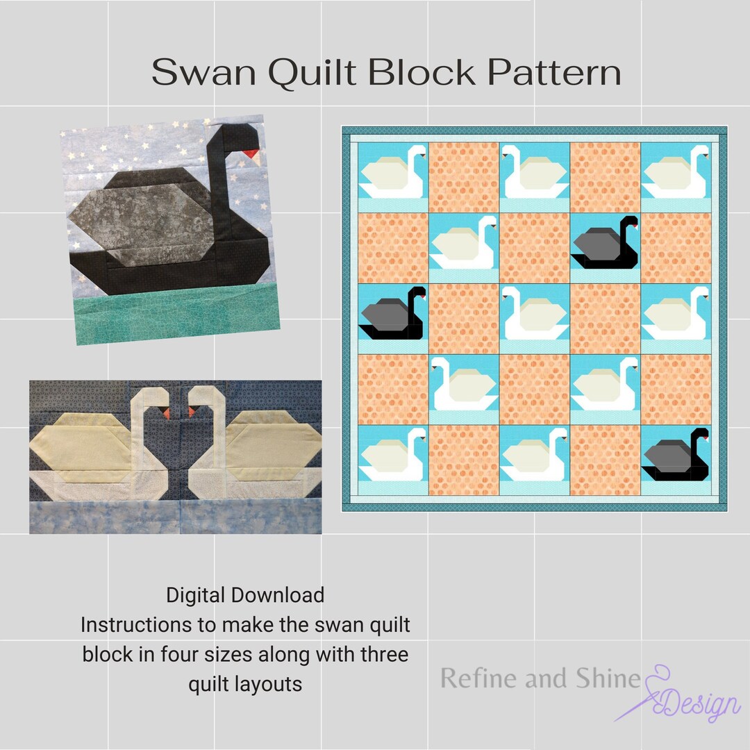 Swan Quilt Block Pdf Pattern Etsy