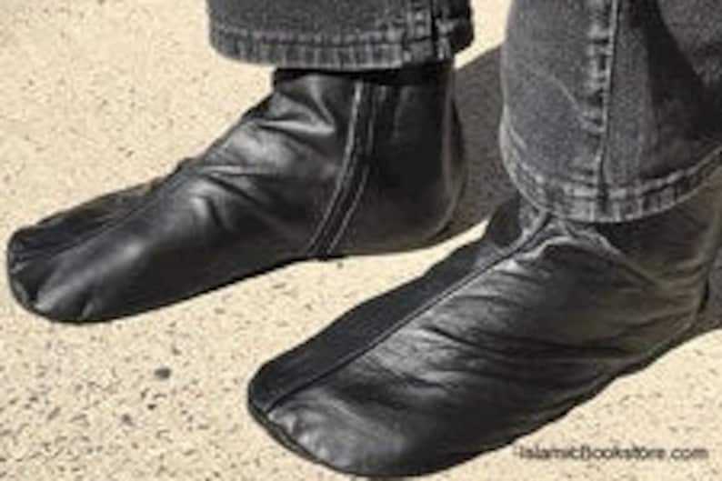 Chaussettes De Prière En Cuir Véritable – Fermeture Éclair – Pour Mosquée, Ablution – Taille Unique