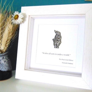 The Wind in the Willows Gift- Framed Pewter Badger Motif and Quote - It takes all sorts to make a world