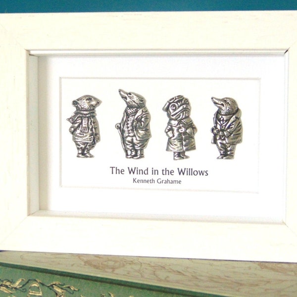 The Wind in the Willows Gift - Framed Pewter Motifs - Ratty, Badger, Toad, Mole - Book Lover Gift