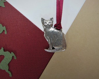 Cat Hanging Decoration -  Sitting Cat Christmas Ornament - Cat Lover Gift - Cat Memorial Gift - Cat Charm - Cat Owner Gift