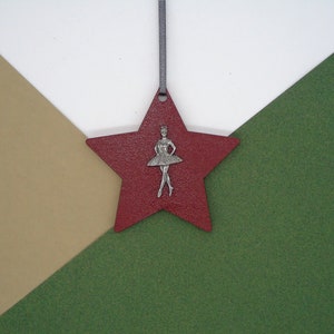 Ballet Dancer Wooden Star - Ballet Christmas Ornament - Dancer Christmas Tree Decoration - Ballet Hanging Ornament - Ballet Mum Gift