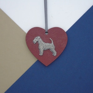 Airedale Hanging Wooden Heart - Airedale Christmas Ornament - Airedale Christmas Tree Decoration - Airedale Hanging Ornament - Dog Mum Gift