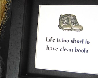 Gift for Walker - Walking Boots Motif and Quote - Hiker Framed Print - Walking Enthusiast - Walking Quote - Gift for him - Gift for hiker