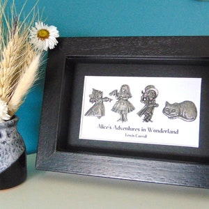 Alice in Wonderland Framed Characters Gift - Alice in Wonderland Gift - Queen Alice Hatter Cheshire Cat- Book Lover Gift - Alice Home Decor