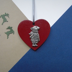 Ratty Wooden Heart Decoration - Wind in the Willows Christmas Decoration - Ratty Gift - Book Lover Gift - Ratty Home Decor - Unique Gift
