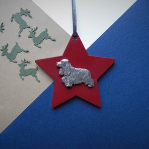 Cocker Spaniel Wooden Star Decoration - Cocker Spaniel Christmas Tree Decoration - Cocker Spaniel Gift - Cocker Spaniel Bauble