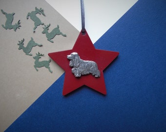 Cocker Spaniel Wooden Star Decoration - Cocker Spaniel Christmas Tree Decoration - Cocker Spaniel Gift - Cocker Spaniel Bauble