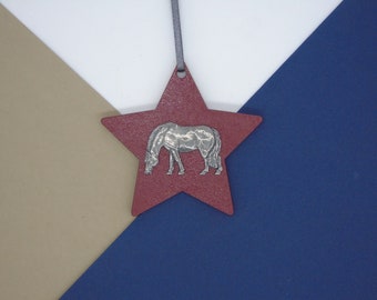 Horse Hanging Star Decoration - Grazing Horse Ornament - Horse Christmas - Horse Lover Christmas Decoration - Horse Christmas Tree