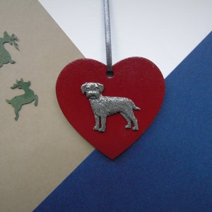 Border Terrier Hanging Decoration - Border Terrier Ornament - Border Terrier Wooden Heart Decoration - Border Terrier Gift - Border Lover