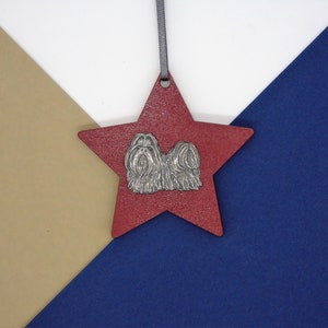 Shih Tzu Wooden Star - Shih Tzu Christmas Ornament - Shih Tzu Christmas Tree Decoration - Dog Hanging Ornament - Shih Tzu Mum Gift