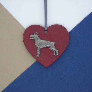 Doberman Hanging Wooden Heart - Doberman Christmas Ornament - Doberman Christmas Tree Decoration - Dog Hanging Ornament - Dog Mum Gift
