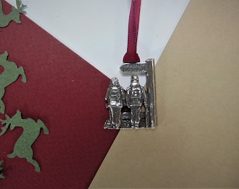 Walking Christmas Tree Decoration -  Hiking Christmas Ornament - Pewter Rambler Hanging Decoration - Unique Christmas Decor - Walker Gift