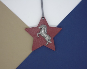 Horse Hanging Star Decoration - Rearing Horse Ornament - Horse Christmas - Horse Lover Christmas Decoration - Horse Christmas Tree