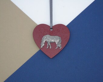 Horse Wooden Heart Christmas Decoration - Grazing Horse Ornament - Horse Christmas - Horse Lover Christmas Decoration - Horse Christmas Tree
