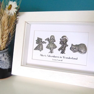 Alice in Wonderland Framed Characters - Alice in Wonderland Gift - Queen Alice Hatter Cheshire Cat- Book Lover Gift - Alice Home Decor