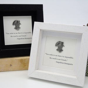 Napoleon Bonaparte  Quote in Frame - Pewter Napoleon Portrait and Quote - Napoleon Gift - Military History Gift - Inspirational Quote